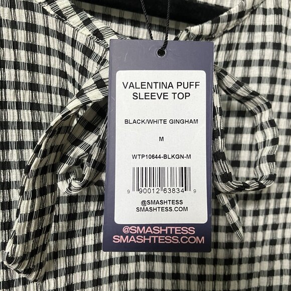 NWT Smash + Tess Valentina Puff Sleeve Top Womens M Gingham Babydoll Tunic - Picture 4 of 8